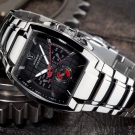 DETOMASO COSENZA HERRENUHR EDELSTAHL SCHWARZES ZIFFERBLATT 2 ZEITZONEN NEU