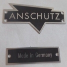 00 ANSCHÜTZ, Metallschild Schild ANSCHÜTZ Made in Germany Set, NEU