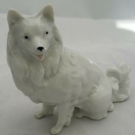 VINTAGE WHITE GERMAN SHEPHERD  PORZELLAN PFEFFER GOTHA GERMAN FIGURINE 3.5" TALL