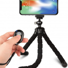 Rhodesy Oktopus Handy Stativ mit Bluetooth Fernbedienung Dreibein für Kamera und Smartphone