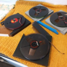 4 x Tonbandspulen 18 cm BASF mit Archivboxen 